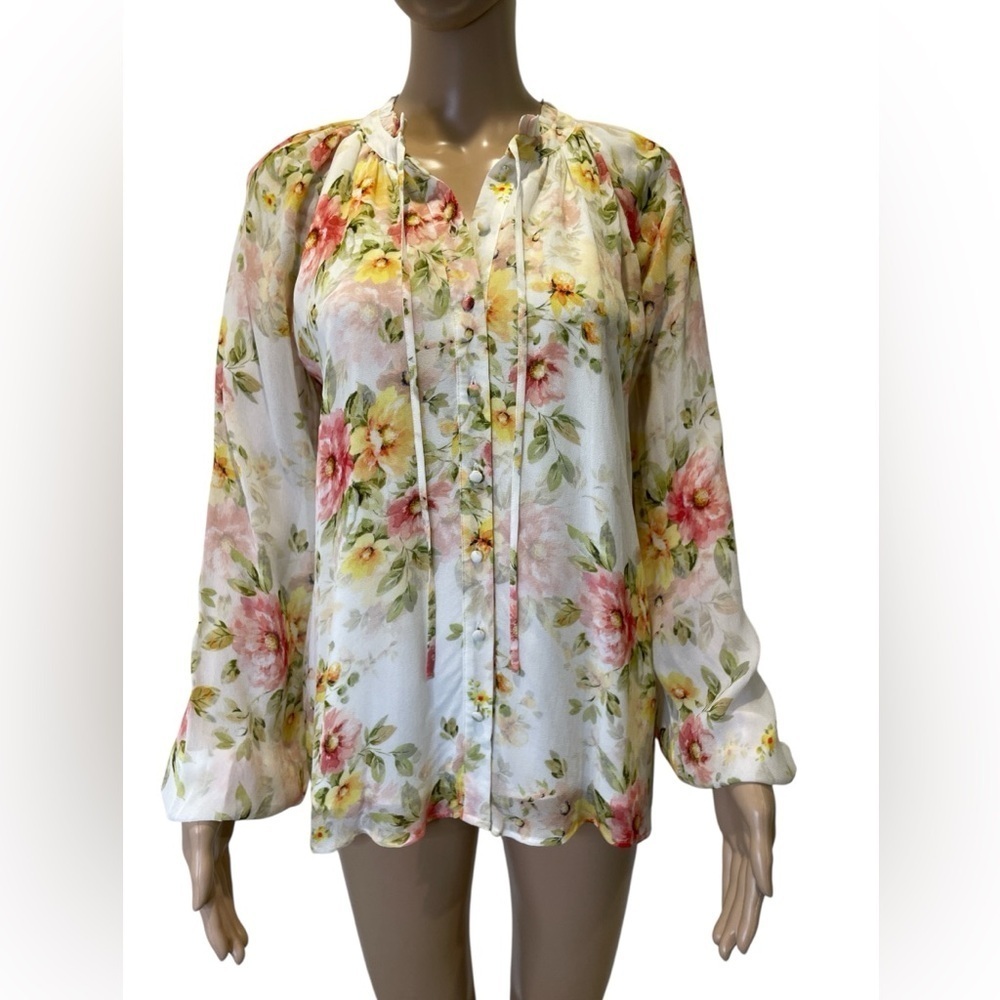 YUMI KIM Sundown Blouse  in New Day Ivory Floral Multicolor size S - Picture 6 of 6